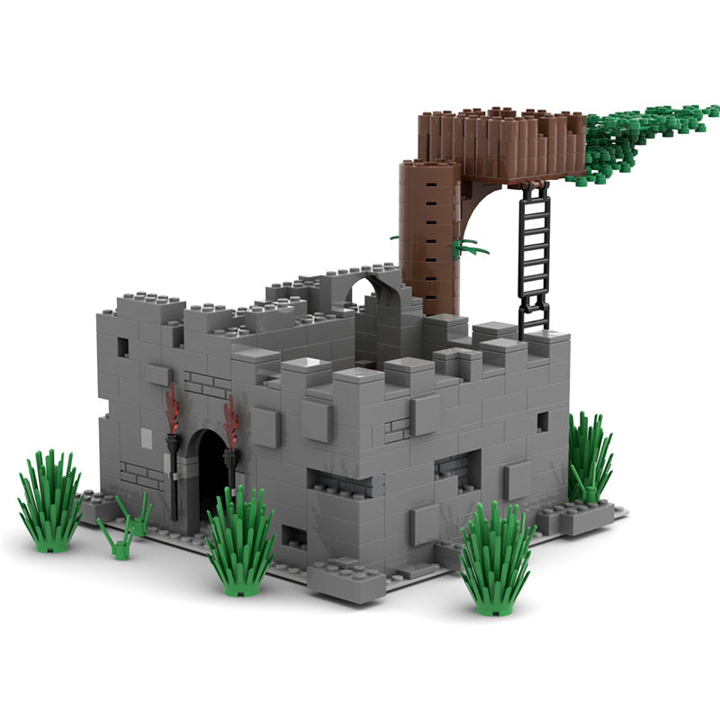 MOC WWII Military Base Fortress Battle Scene House Tower Weapon