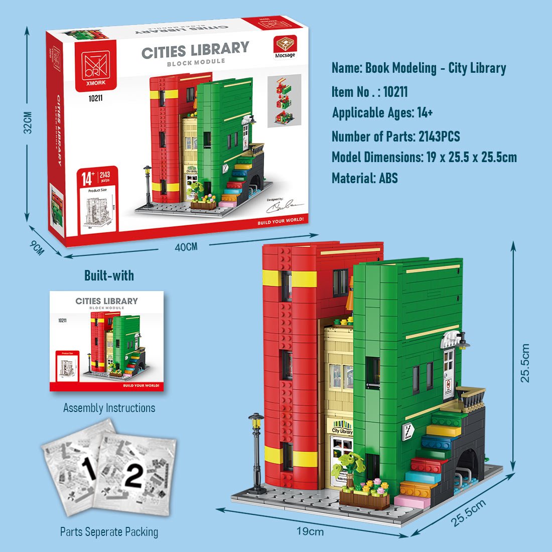 Mocsage City Library Modular Street Scene Building Blocks - LesDiy - building blocks