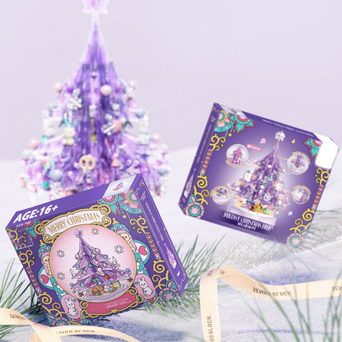 Crystal Christmas Tree Music Box with Light - Purple - LesDiy