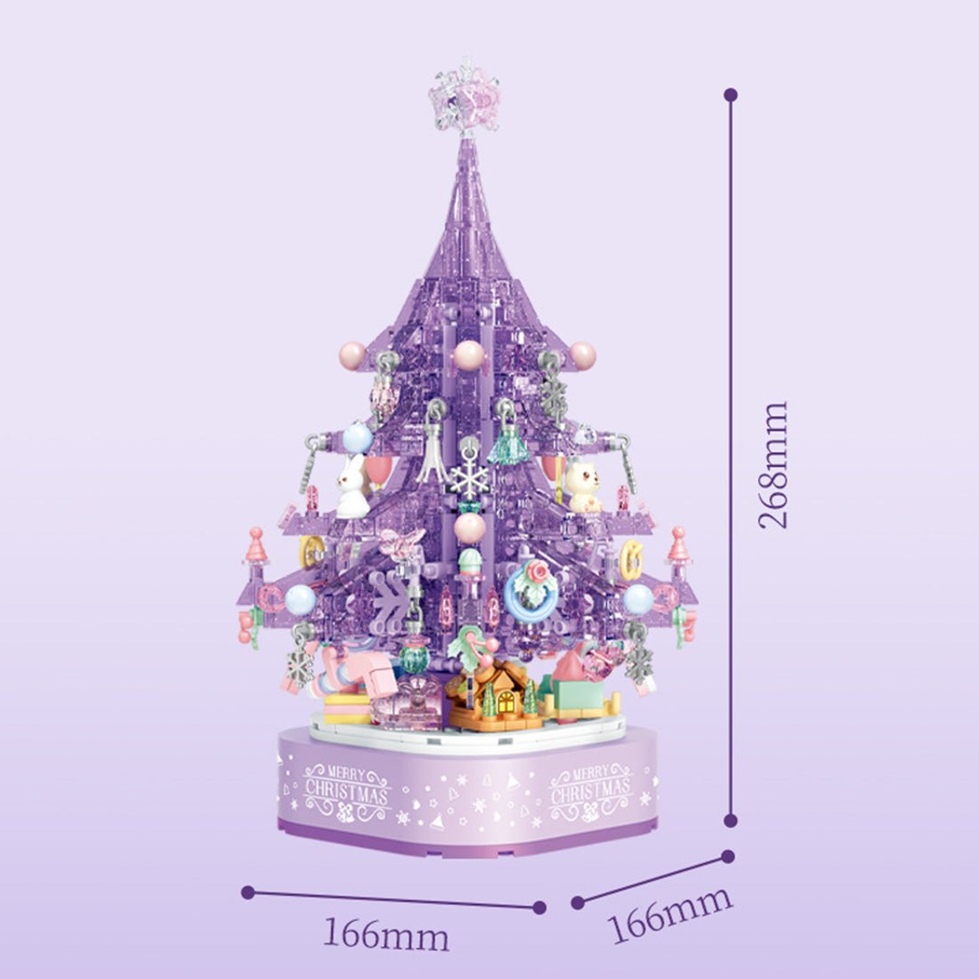 Crystal Christmas Tree Music Box with Light - Purple - LesDiy