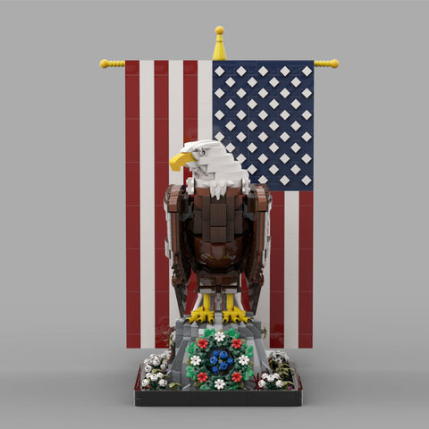 MOC-161001 MOC-161100 American Bald Eagle with Flag | lesdiy.com