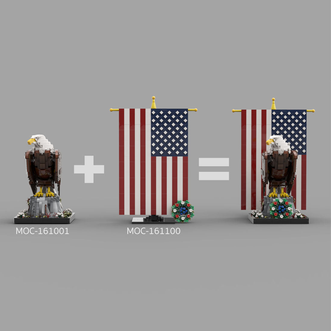 MOC-161001 MOC-161100 American Bald Eagle with Flag | lesdiy.com