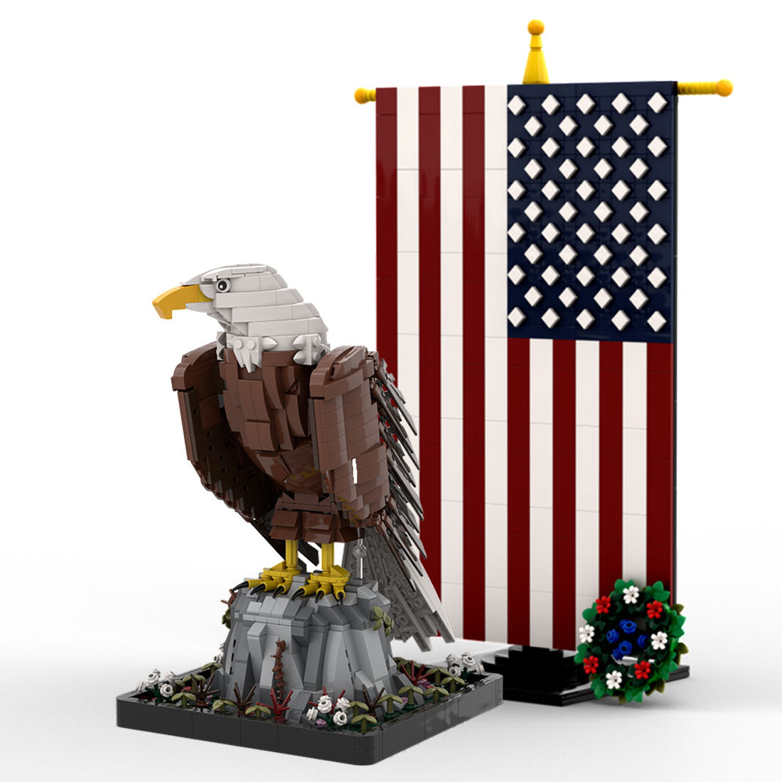 MOC-161001 MOC-161100 American Bald Eagle with Flag | lesdiy.com