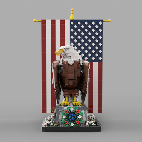 MOC-161001 MOC-161100 American Bald Eagle with Flag | lesdiy.com