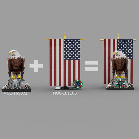 MOC-161001 MOC-161100 American Bald Eagle with Flag | lesdiy.com