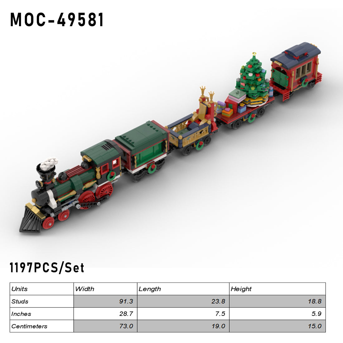 MOC-49581 Motorized and Improved Christmas Train | lesdiy.com