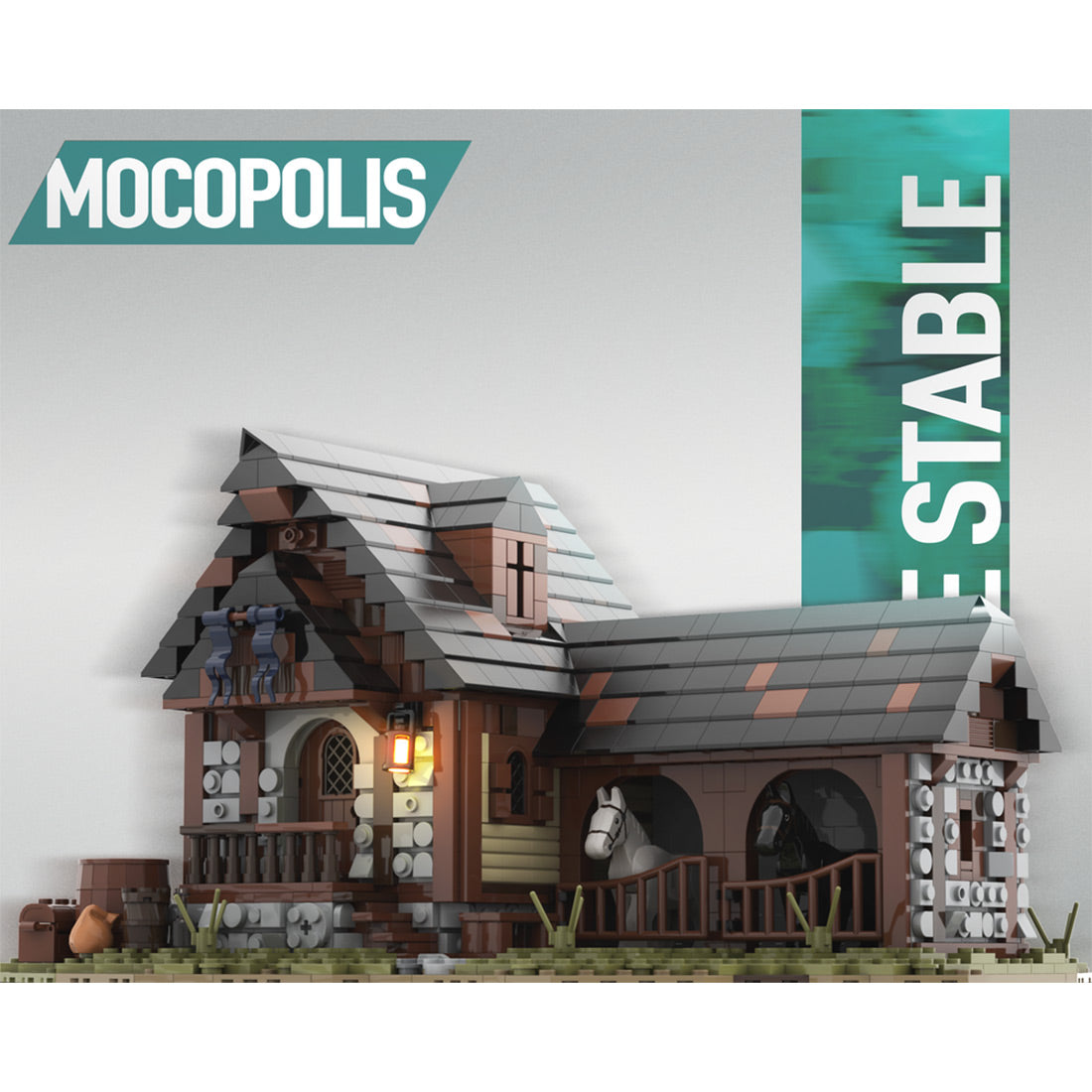 MOC-76635 MOC Medieval Horse Stable | lesdiy.com