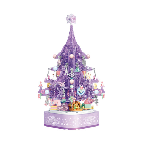 Crystal Christmas Tree Music Box with Light - Purple