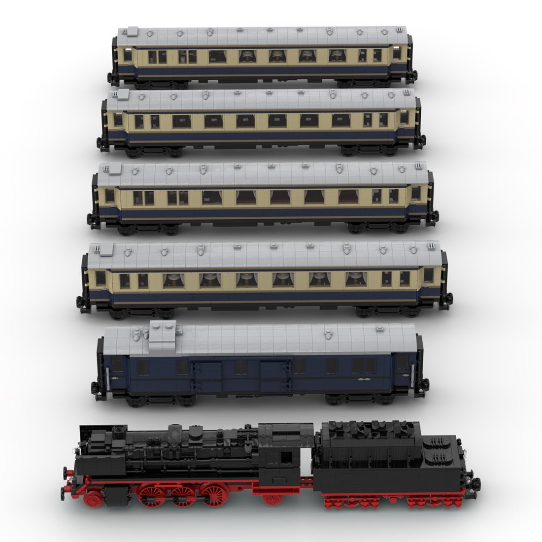 MOC - 117307 Historical Rheingold (1928) Passengertrain Train Theme Series Model - LesDiy