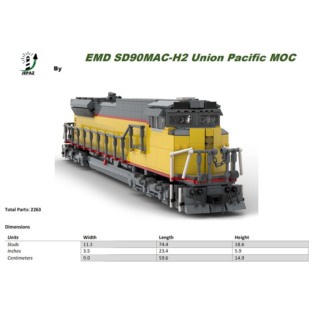 MOC - 125311 EMD SD90MAC - H2 Union Pacific Train Model - LesDiy