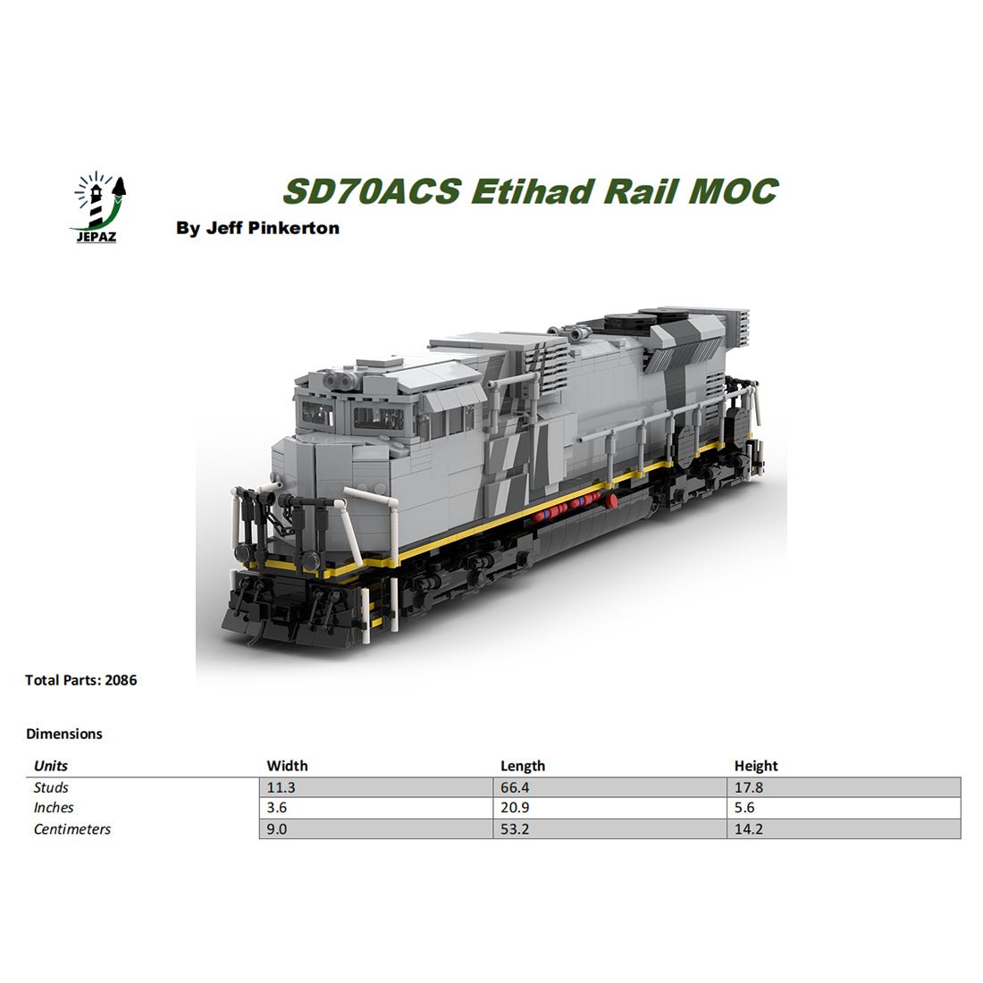 MOC - 142194 SD70ACS Etihad Rail Train Model - LesDiy - Locomotive