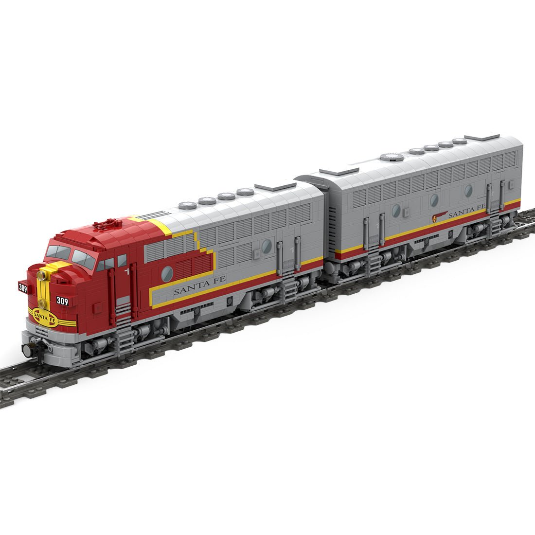 MOC - 160782 EMD F7 Santa Fe Diesel Locomotive - LesDiy