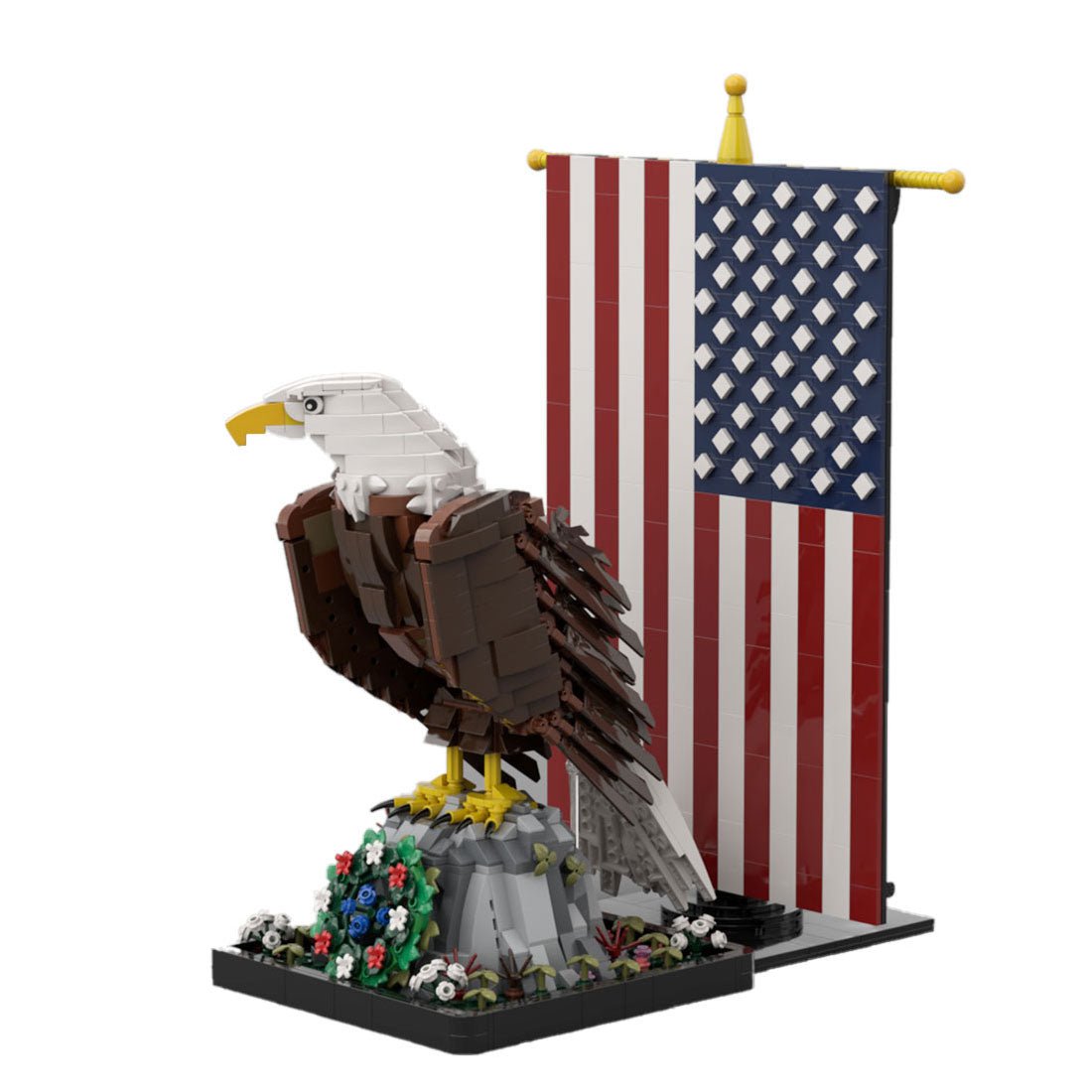 MOC - 161001+MOC - 161100 American Bald Eagle with Flag& Wreath - LesDiy