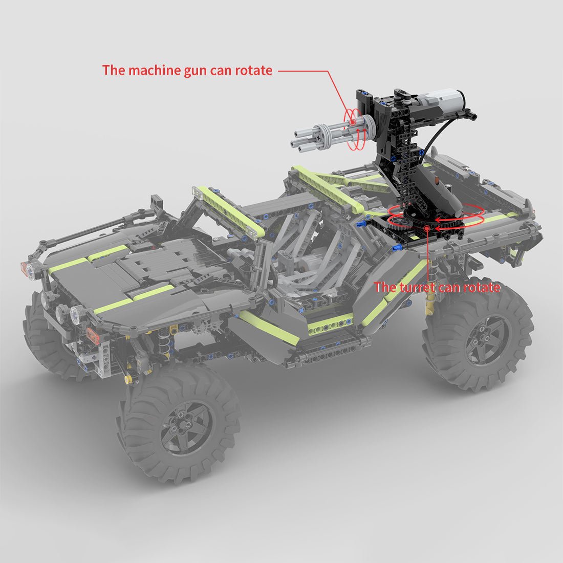 MOC - 172968+MOC - 166891 1/10 Scale M41 Machine Gun &Halo Warthog M12 - B Dynamic Version - LesDiy