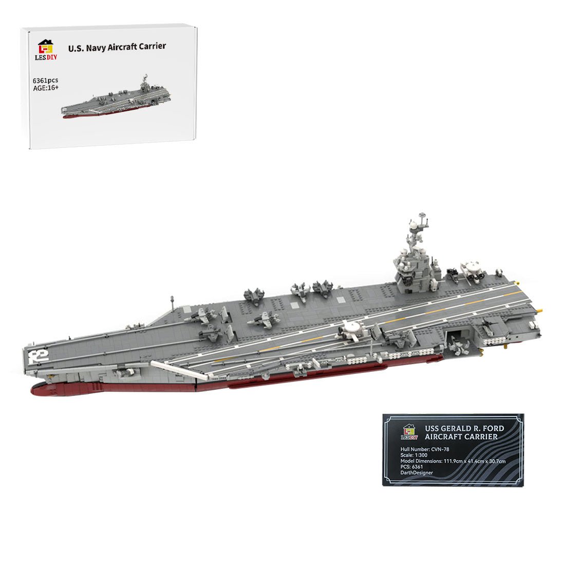 MOC - 192566 CVN - 78 Gerald R. Ford | Aircraft Carrier - 1:300 Scale - LesDiy - 