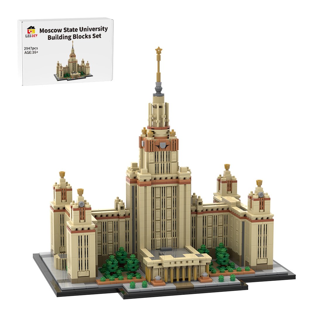 MOC - 203389 Moscow State University 1:800 Scale (M. V. Lomonosov University) Building Blocks - LesDiy