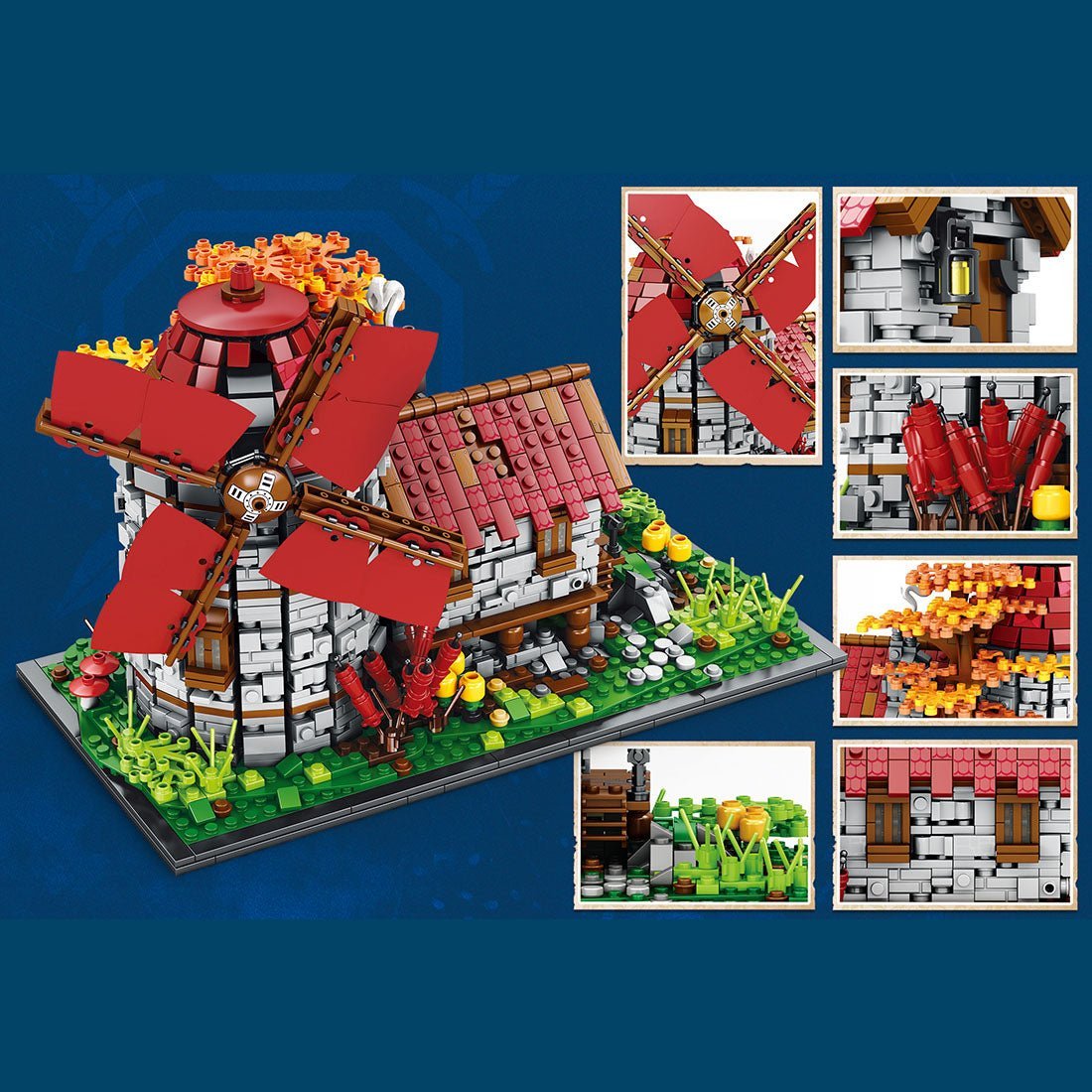 MOC - 58912 Mocsage Dutch Windmills Medieval Countryside Model (US Warehouse) - LesDiy