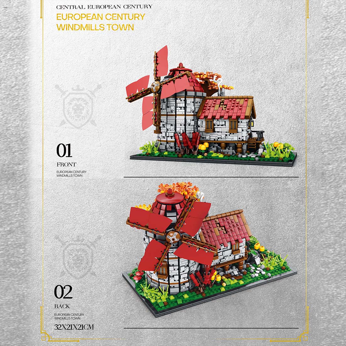 MOC - 58912 Mocsage Dutch Windmills Medieval Countryside Model (US Warehouse) - LesDiy