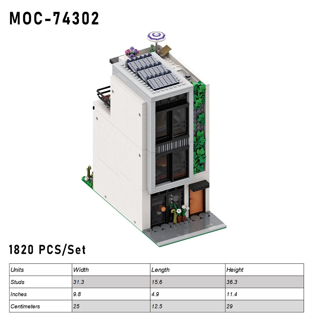 MOC - 74302 Modernist Townhouse Building Blocks - LesDiy - 