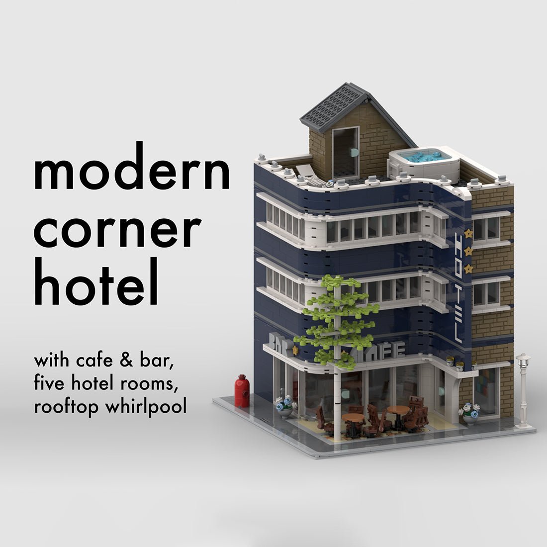 MOC - 93345 Modern Corner Hotel Building Blocks - LesDiy