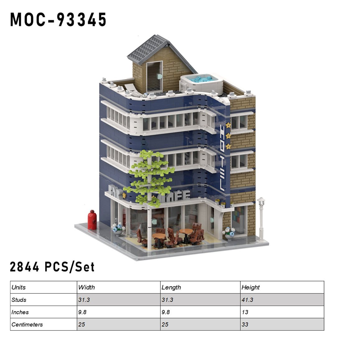 MOC - 93345 Modern Corner Hotel Building Blocks - LesDiy