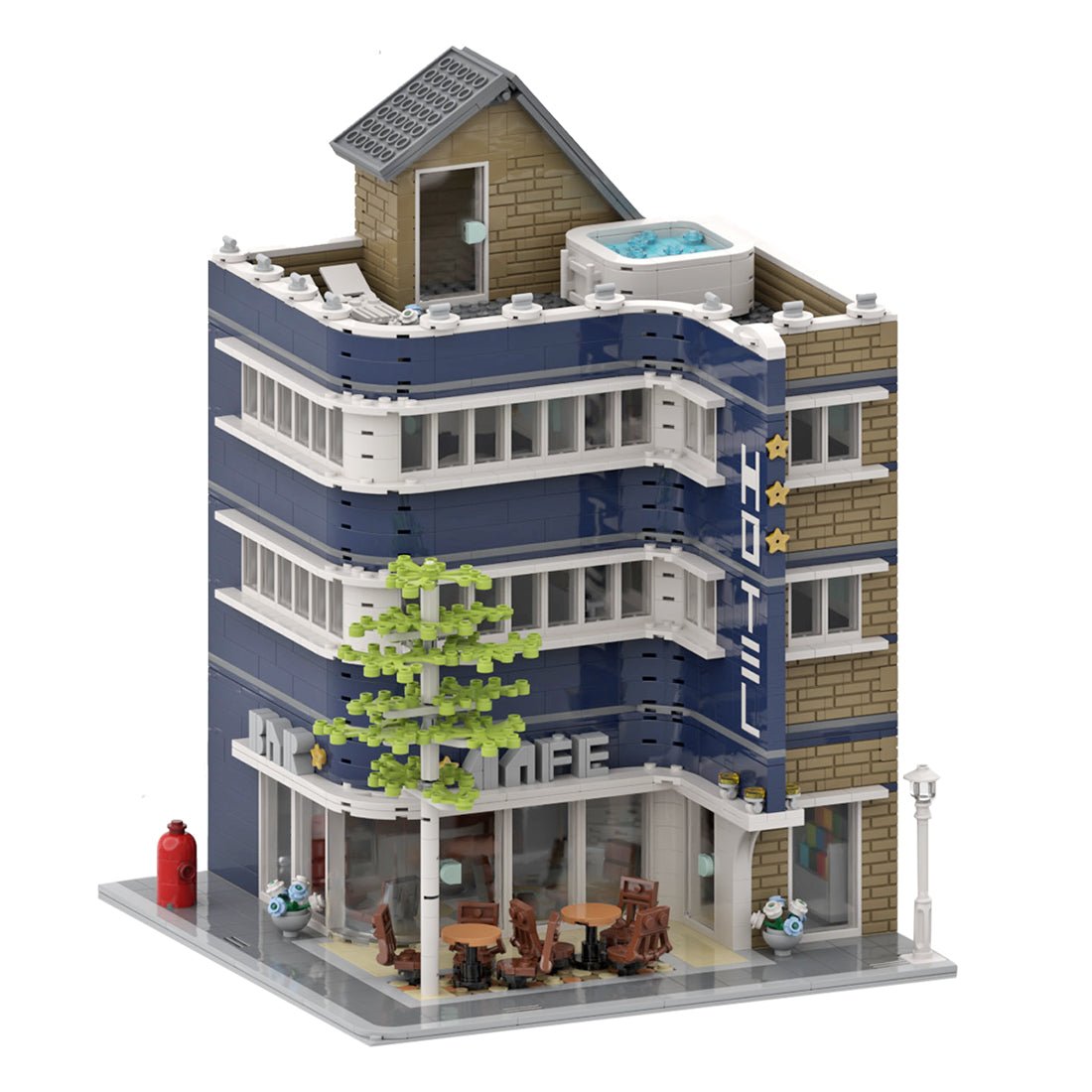 MOC - 93345 Modern Corner Hotel Building Blocks - LesDiy