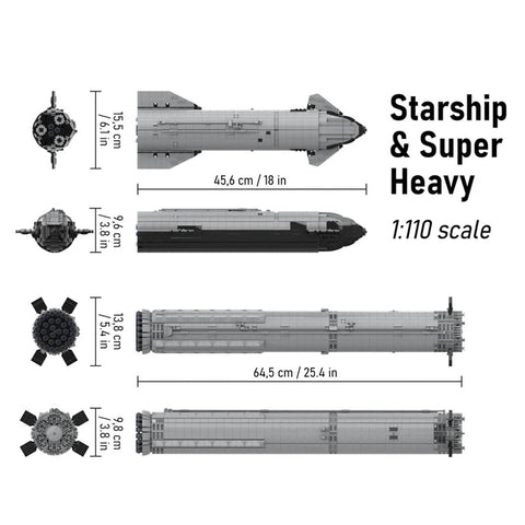 MOC - 94616+MOC - 149685 Starship rocket and Booster Building Blocks - LesDiy - Building Blocks