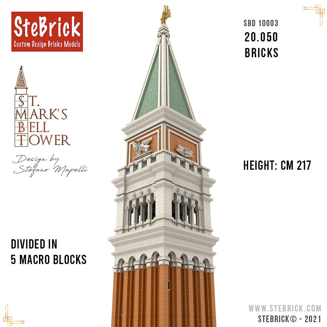 MOC - 99638 1/50 St - Mark's Bell Tower Building Blocks - LesDiy