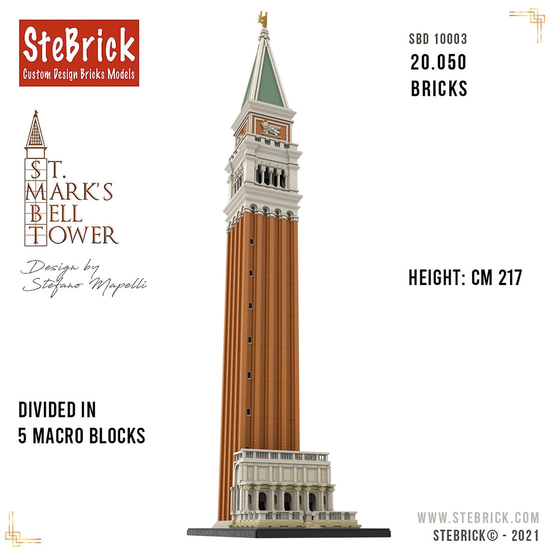 MOC - 99638 1/50 St - Mark's Bell Tower Building Blocks - LesDiy