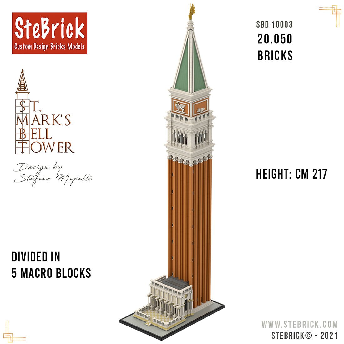 MOC - 99638 1/50 St - Mark's Bell Tower Building Blocks - LesDiy