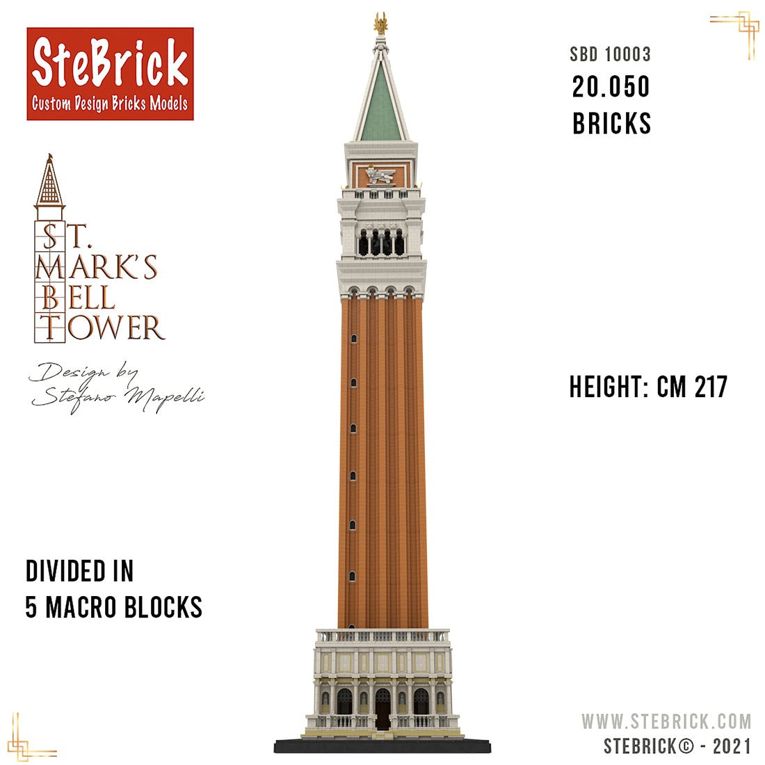 MOC - 99638 1/50 St - Mark's Bell Tower Building Blocks - LesDiy