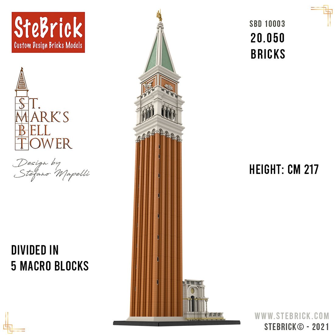 MOC - 99638 1/50 St - Mark's Bell Tower Building Blocks - LesDiy