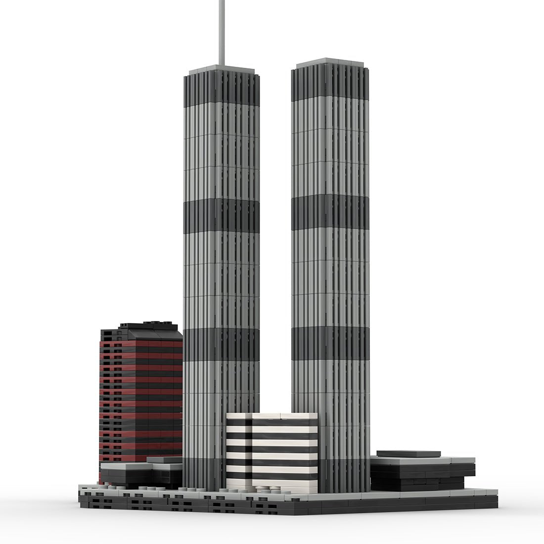 Mocsage 1/2000 Scale World Trade Center (1973 - 2001) Micro Parts Building Blocks Set (US Warehouse) - LesDiy