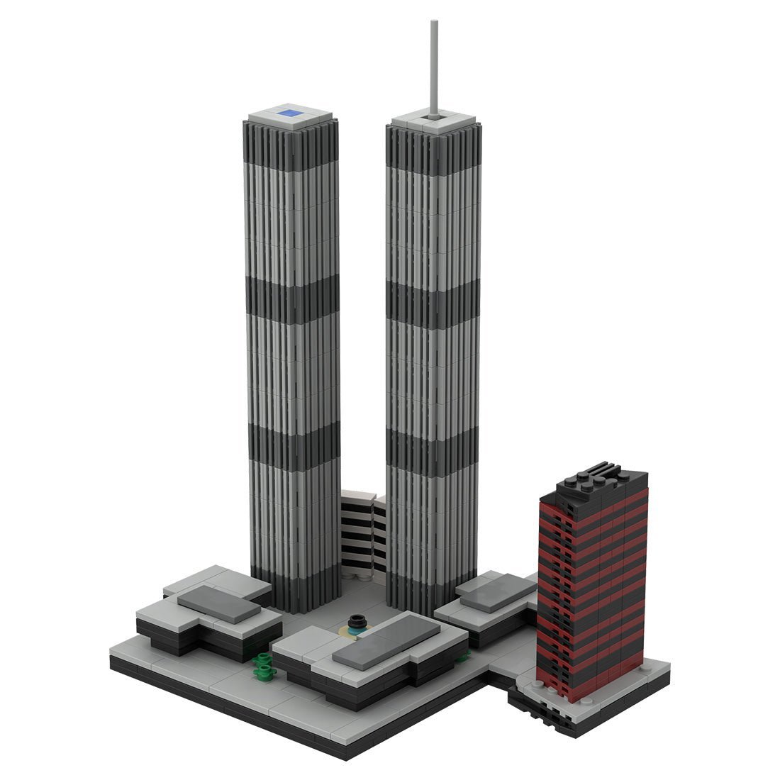 Mocsage 1/2000 Scale World Trade Center (1973 - 2001) Micro Parts Building Blocks Set (US Warehouse) - LesDiy