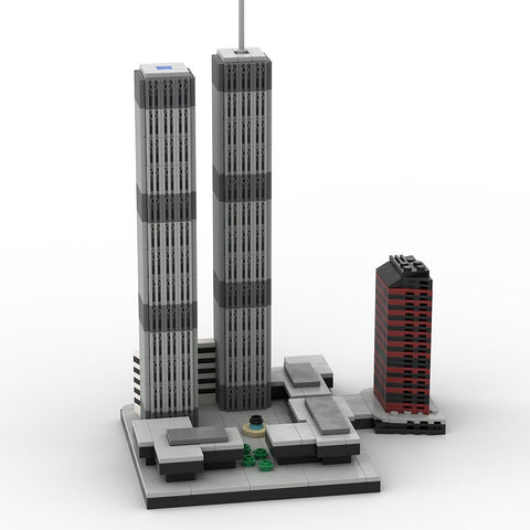 Mocsage 1/2000 Scale World Trade Center (1973 - 2001) Micro Parts Building Blocks Set (US Warehouse) - LesDiy