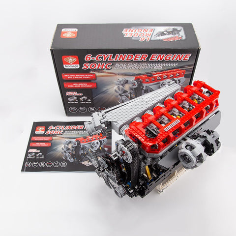 Mocsage Inline 6 - Cylinder SOHC Turbocharged Engine Building Blocks Set - LesDiy