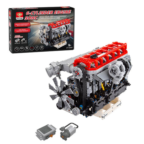 Mocsage Inline 6 - Cylinder SOHC Turbocharged Engine Building Blocks Set - LesDiy