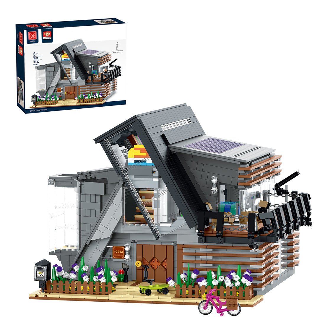 Mocsage Modern Villa with LED Light Building Blocks Set - LesDiy - building blocks