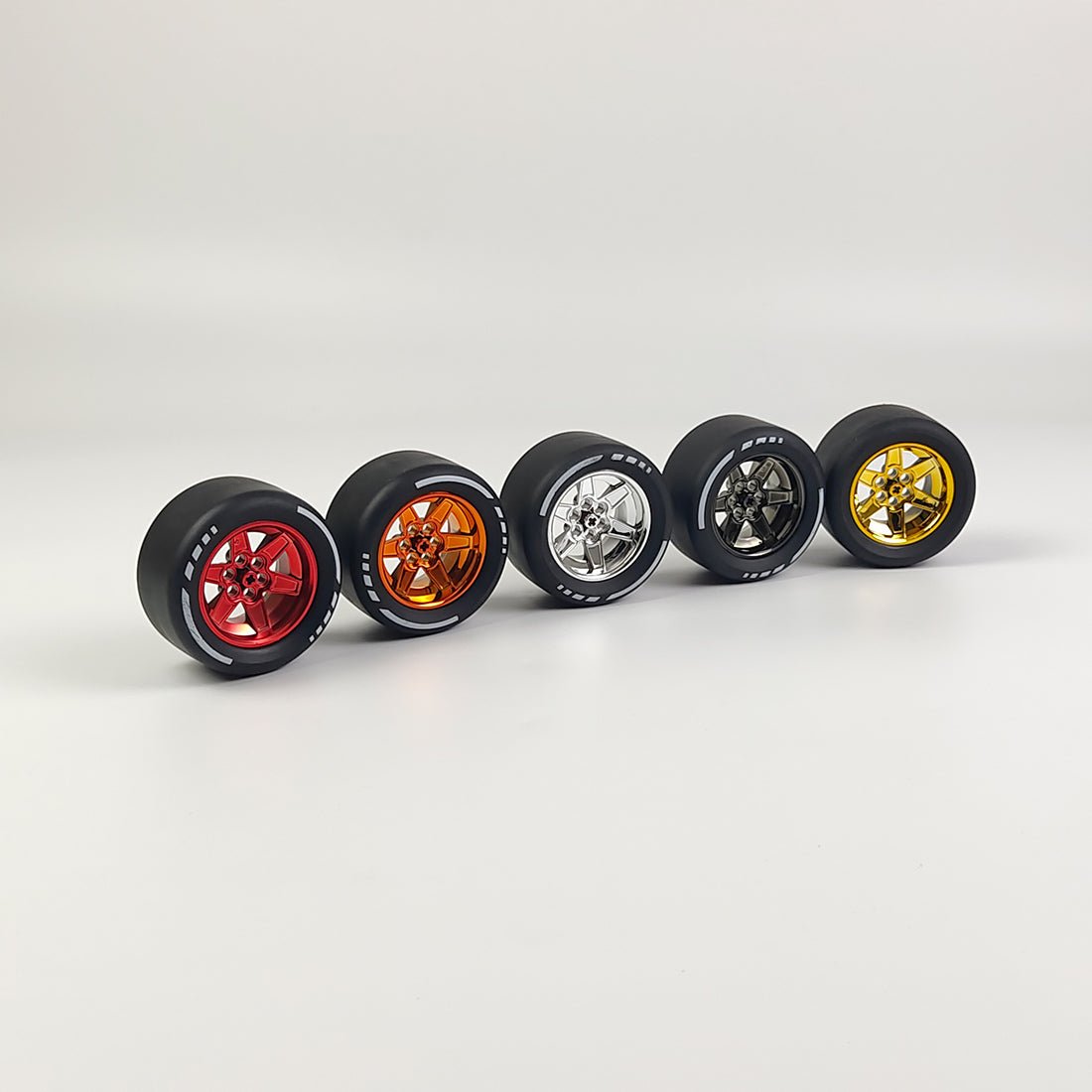 Racing Printed Slick Tire Set of 4 Slick Tires & 4 Electroplated Rims - LesDiy - 