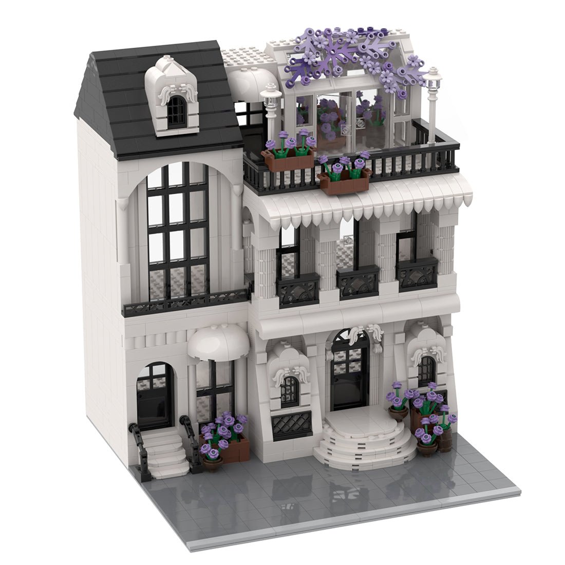 Technic Architecture Flower White European Street for Lego - LesDiy