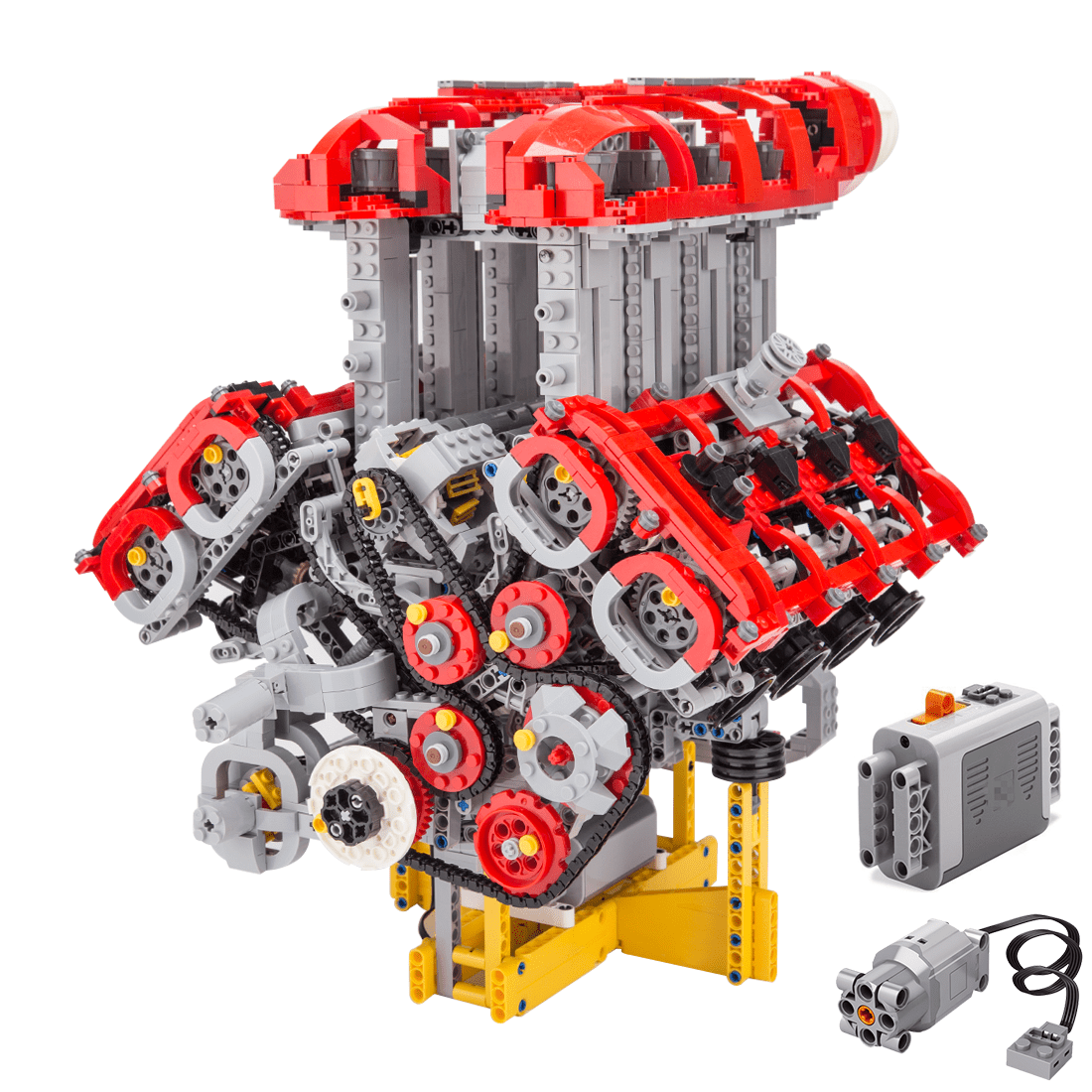 V - Shaped Eight - Cylinder Twin Turbocharged Direct Injection Naturally Aspirated Engine Building Blocks Set - LesDiy - Building Blocks