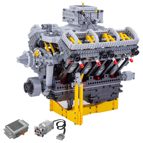 V8 Dual - valve Small - block Naturally Aspirated Engine with Pushrod Camshaft Assembly Toy Building Block Set - LesDiy